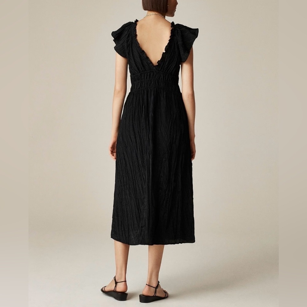 J. Crew Black Palermo Viscose Blend Crinkle Dress - Picture 2 of 13
